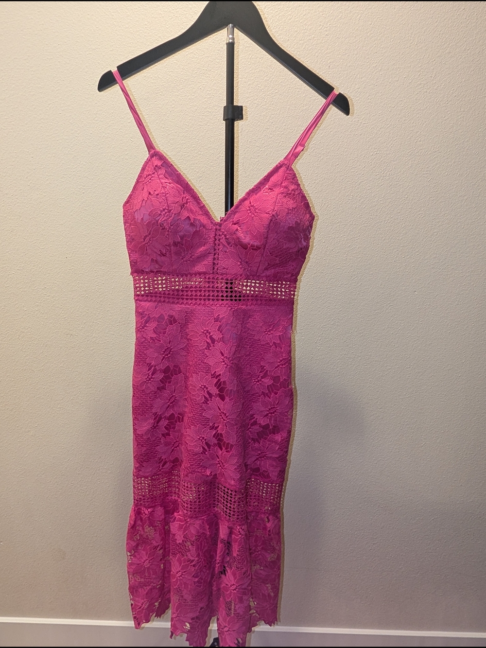 Lulu's Fuchsia Pink Lace Midi Dress